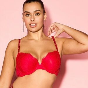 Victoria’s Secret Red Lace Demi Bra 38DD